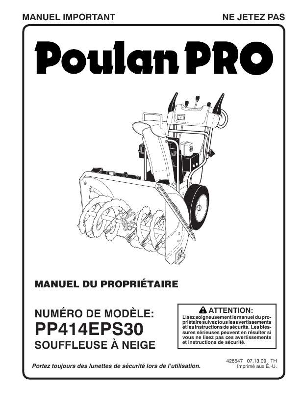 Guide utilisation  POULAN PRO PP414EPS30  de la marque POULAN
