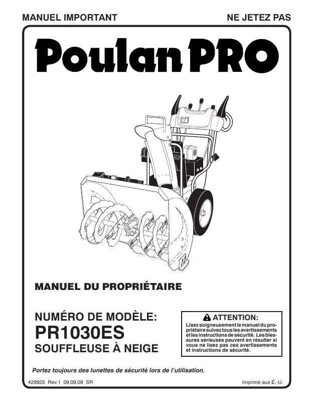 Guide utilisation  POULAN PRO PR1030ES  de la marque POULAN