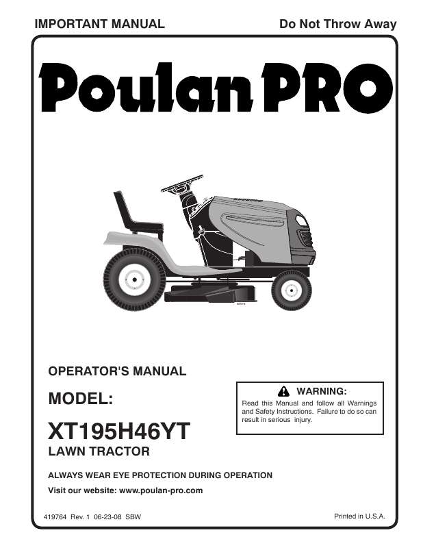 Guide utilisation  POULAN XT195H46YT  de la marque POULAN