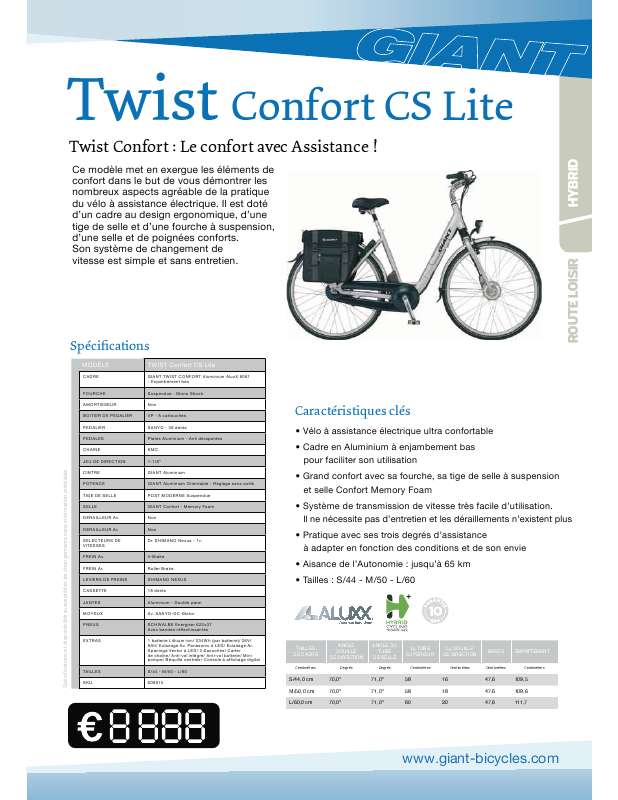 Guide utilisation  GIANT TWIST COMFORT CS LITE  de la marque GIANT