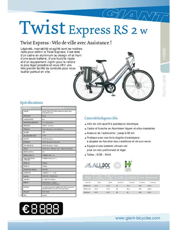 Guide utilisation  GIANT TWIST EXPRESS RS2 W  de la marque GIANT