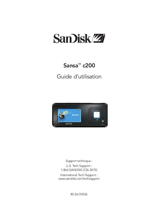 Guide utilisation SANDISK SANSA C200  de la marque SANDISK