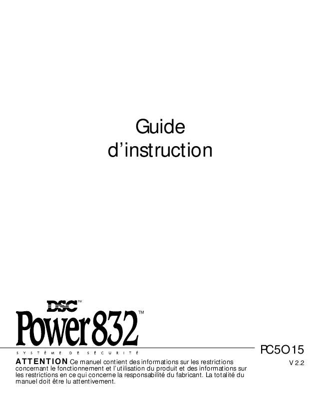 Guide utilisation  DSC POWER832  de la marque DSC