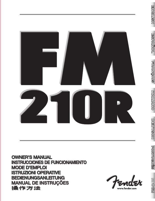 Guide utilisation  FENDER FM 210R  de la marque FENDER