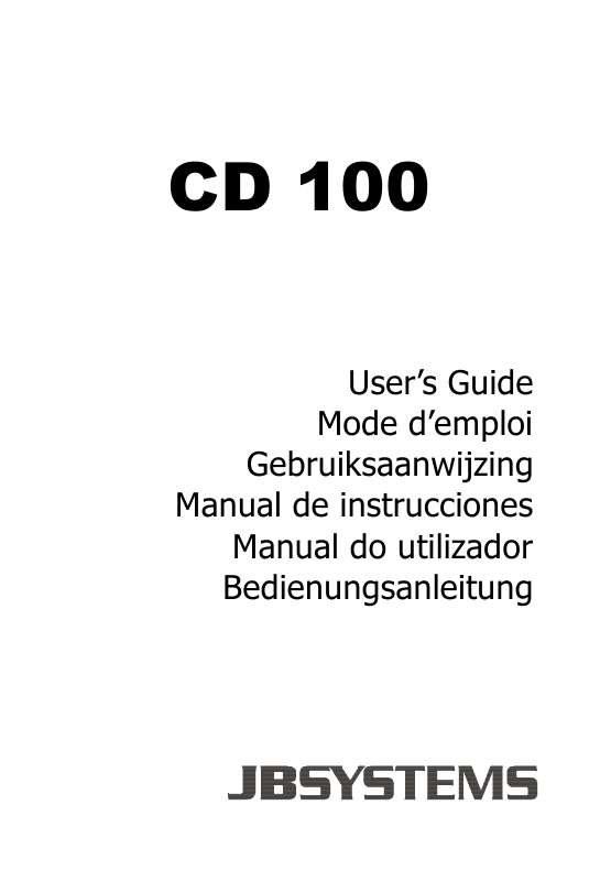 Guide utilisation  JBSYSTEMS CD 100  de la marque JBSYSTEMS