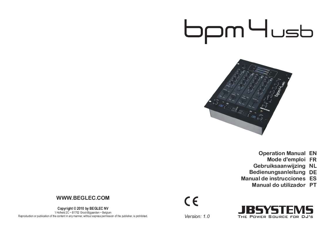 Guide utilisation  JBSYSTEMS BPM4 USB  de la marque JBSYSTEMS