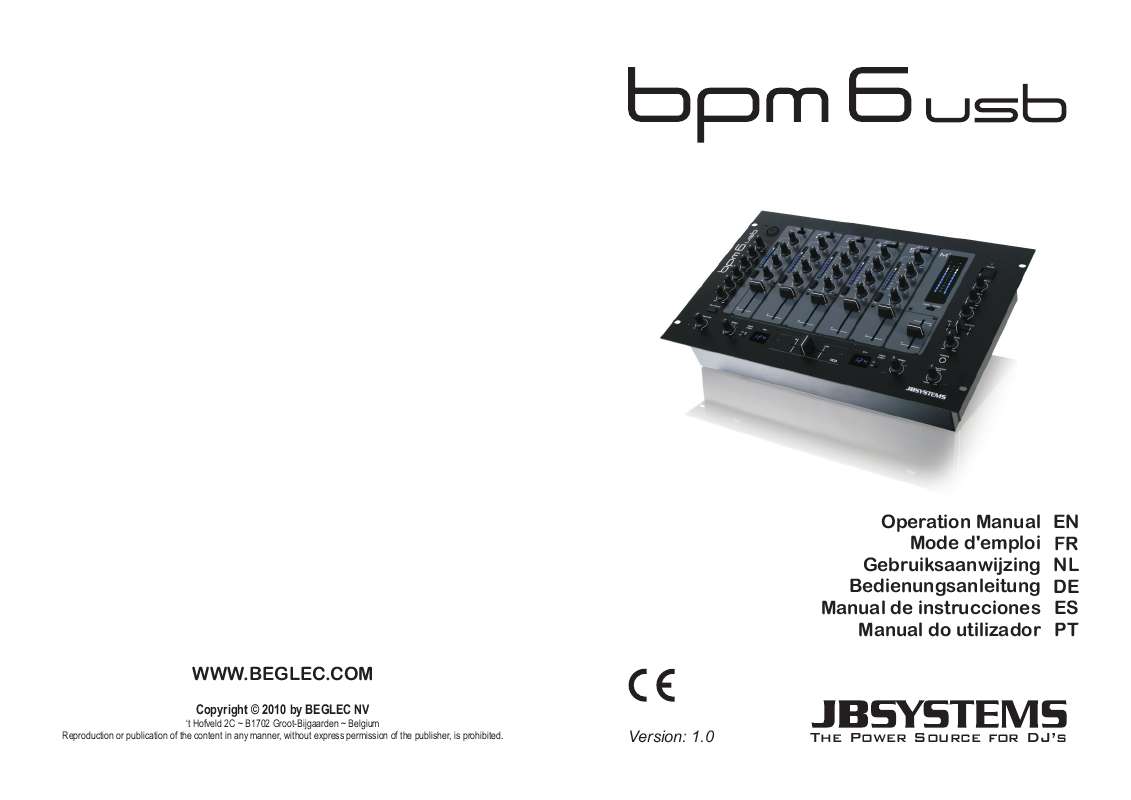 Guide utilisation  JBSYSTEMS BPM6 USB  de la marque JBSYSTEMS