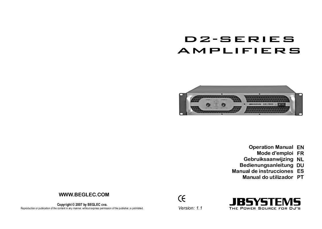 Guide utilisation  JBSYSTEMS D2-1500  de la marque JBSYSTEMS