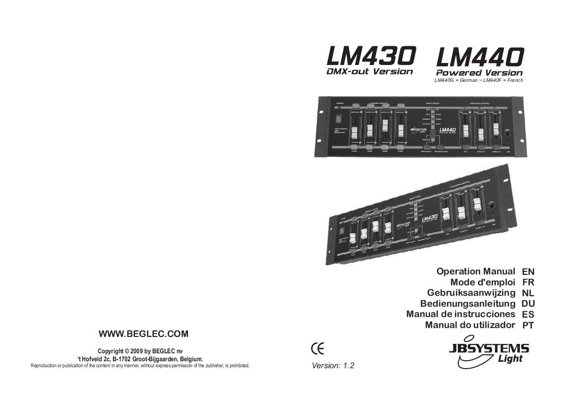 Guide utilisation  JBSYSTEMS LM 440  de la marque JBSYSTEMS