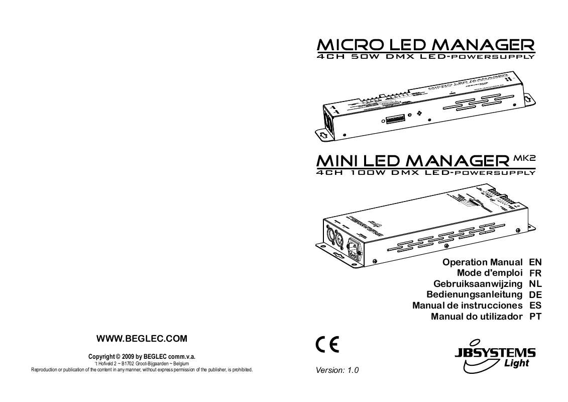 Guide utilisation  JBSYSTEMS MINI LED MANAGER MK2  de la marque JBSYSTEMS