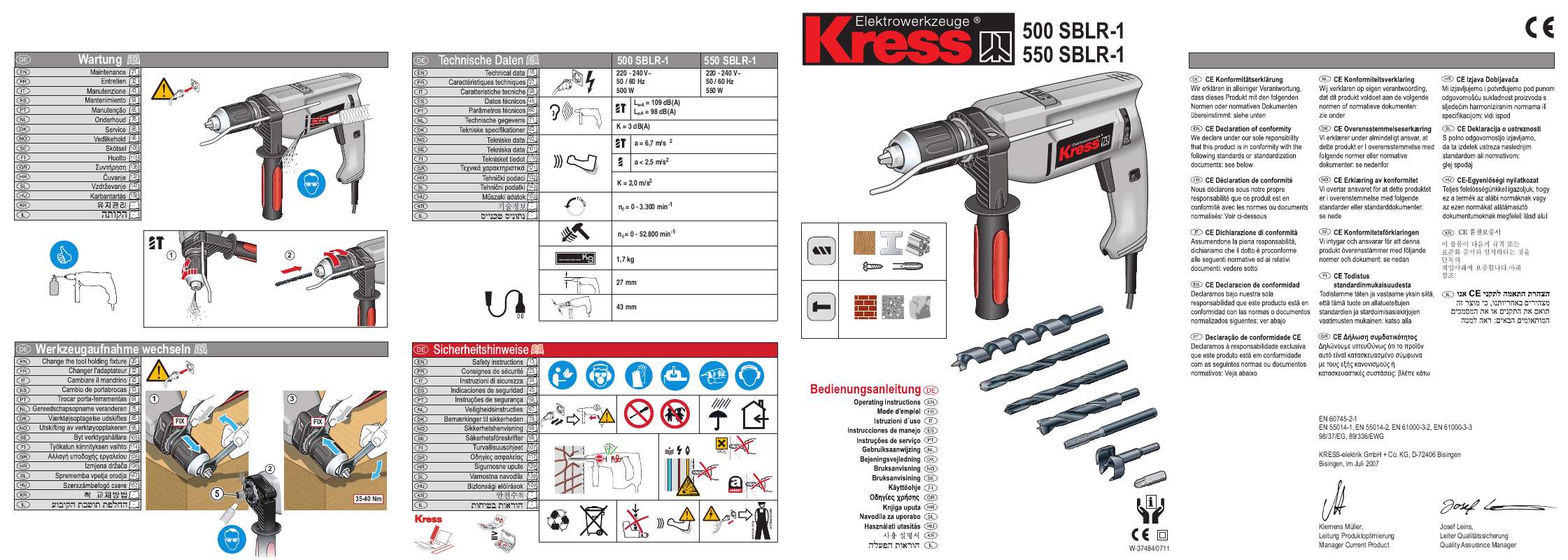 Guide utilisation KRESS 550 SBLR-1  de la marque KRESS