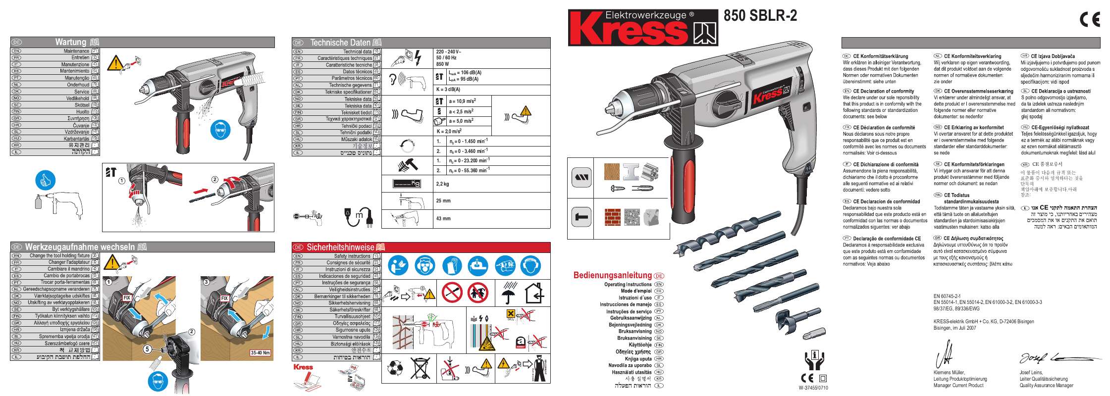 Guide utilisation KRESS 850 SBLR-2  de la marque KRESS