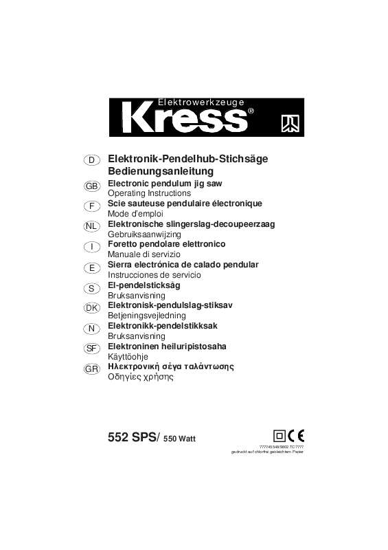 Guide utilisation KRESS 552 SPS  de la marque KRESS