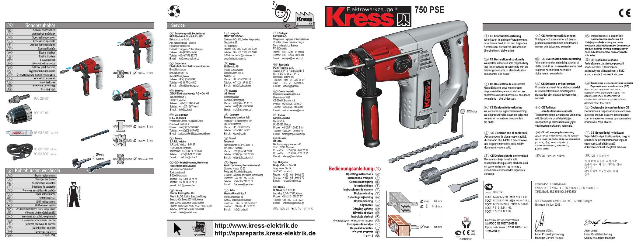 Guide utilisation KRESS 750 PSE  de la marque KRESS