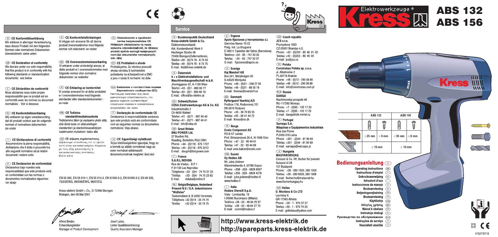 Guide utilisation KRESS ABS 156  de la marque KRESS