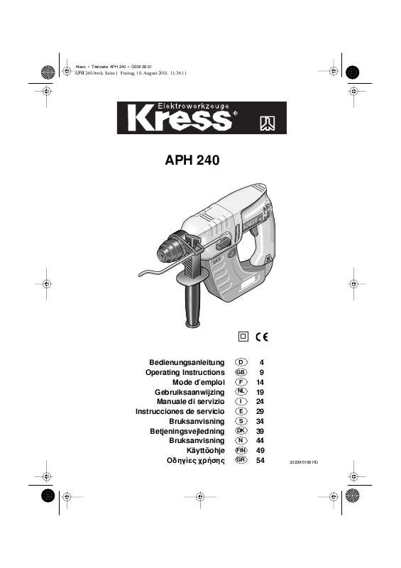 Guide utilisation KRESS APH 240  de la marque KRESS