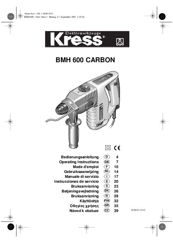 Guide utilisation KRESS BMH 600 CARBON  de la marque KRESS