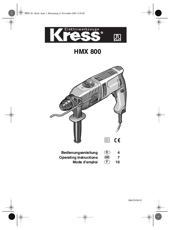 Guide utilisation KRESS HMX 800  de la marque KRESS