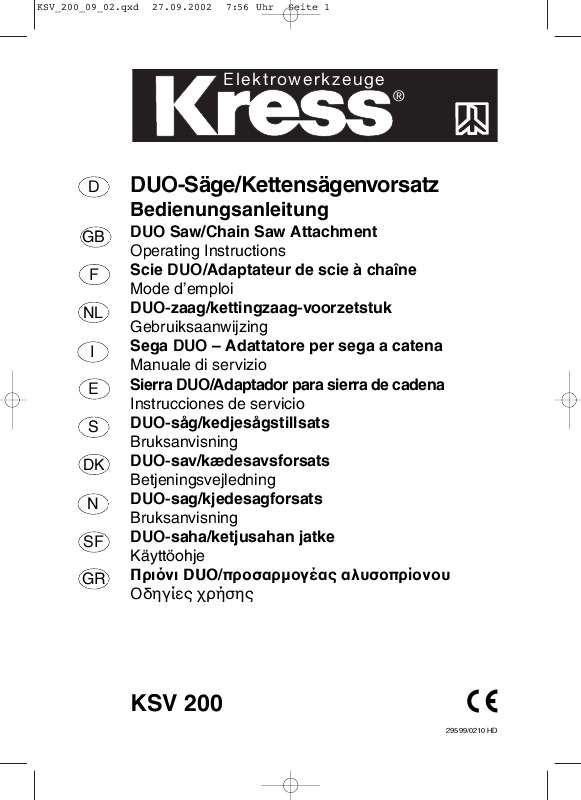 Guide utilisation KRESS KSV 200  de la marque KRESS