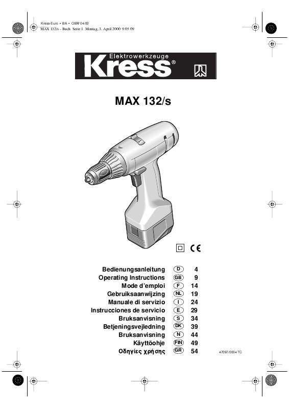 Guide utilisation KRESS MAX 132-S  de la marque KRESS