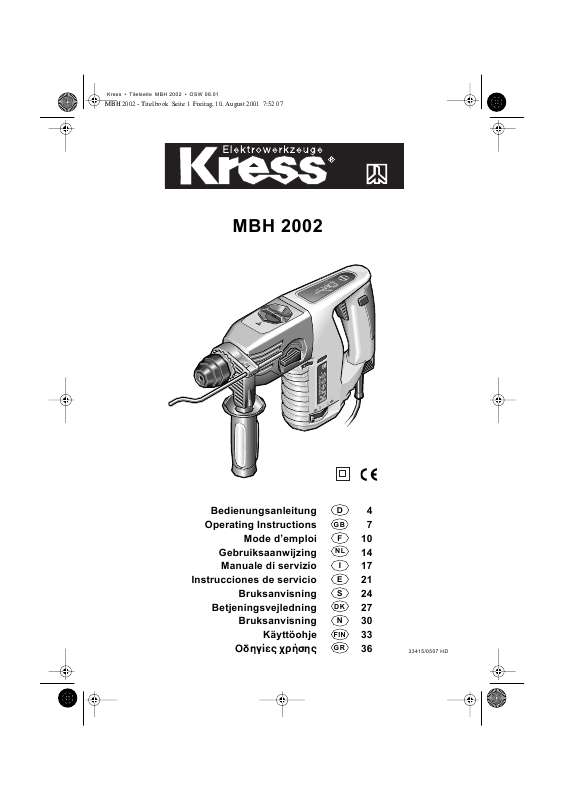 Guide utilisation KRESS MBH 2002  de la marque KRESS