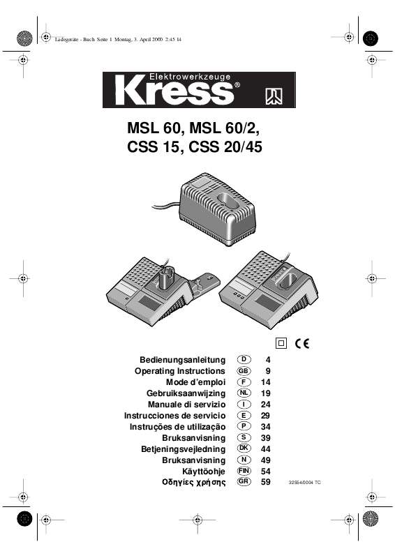 Guide utilisation KRESS MSL 60  de la marque KRESS