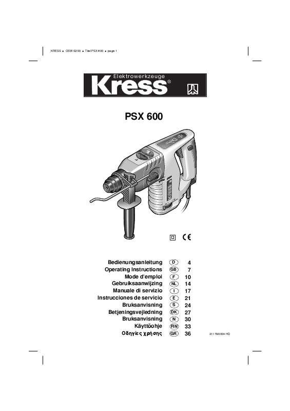 Guide utilisation KRESS PSX 600  de la marque KRESS