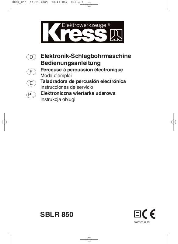 Guide utilisation KRESS SBLR 850  de la marque KRESS