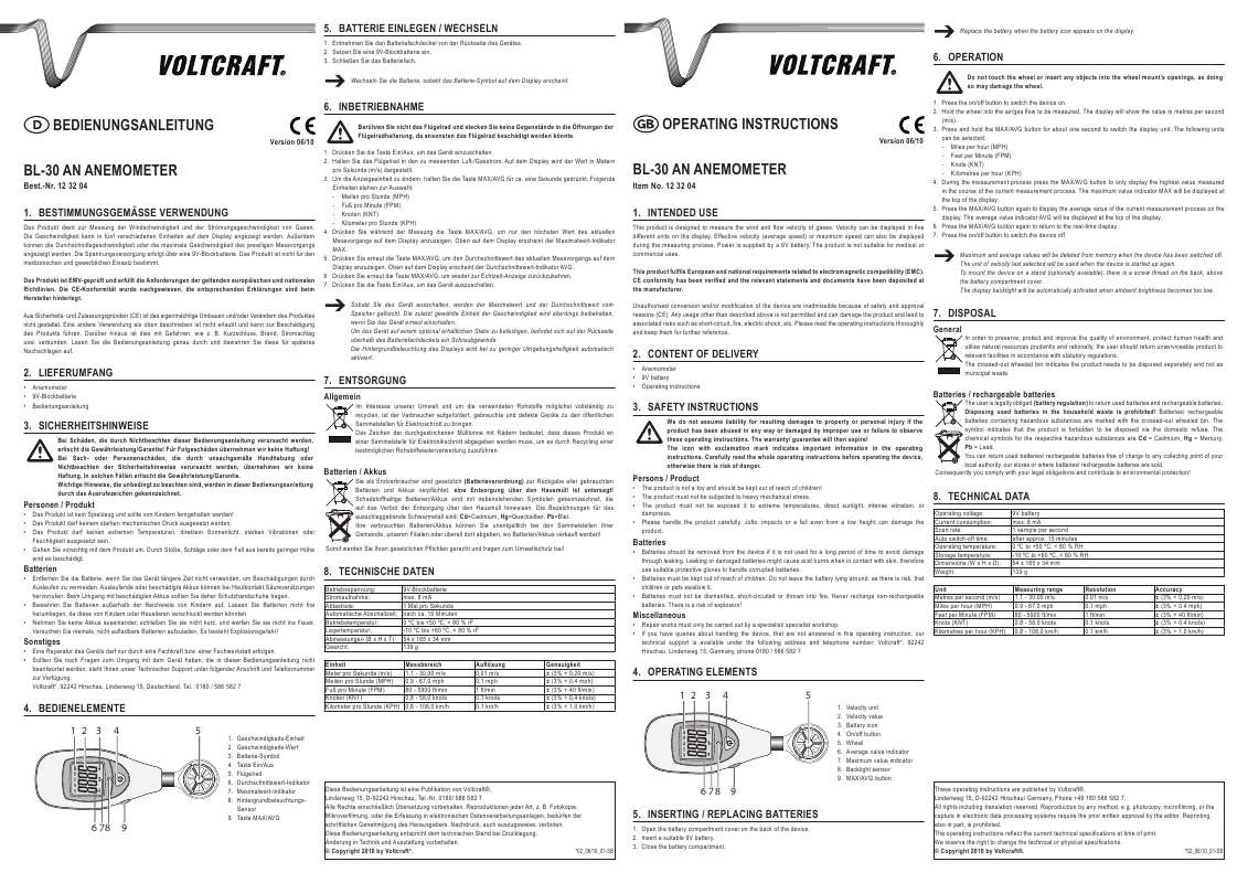 Guide utilisation  VOLTCRAFT BL-30  de la marque VOLTCRAFT