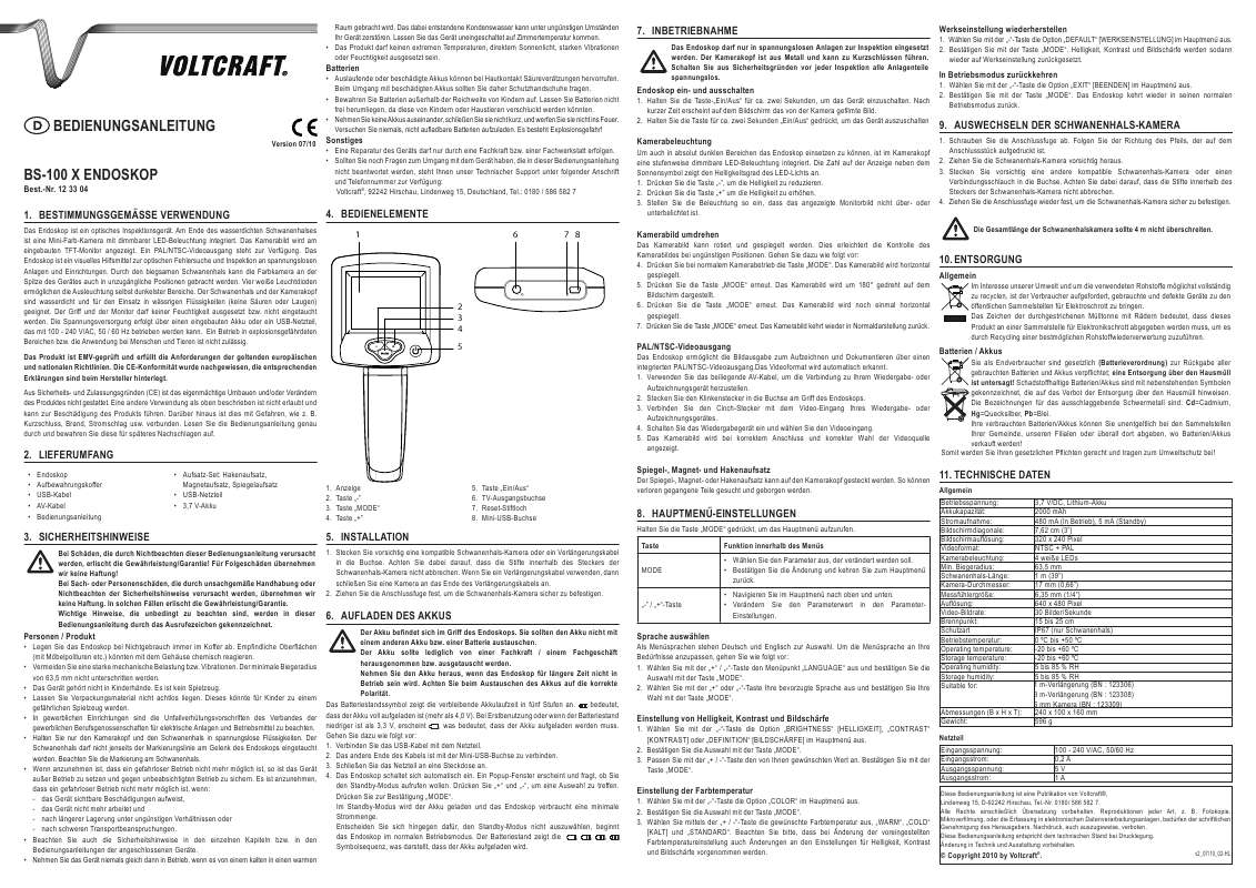 Guide utilisation  VOLTCRAFT BS-100 X  de la marque VOLTCRAFT