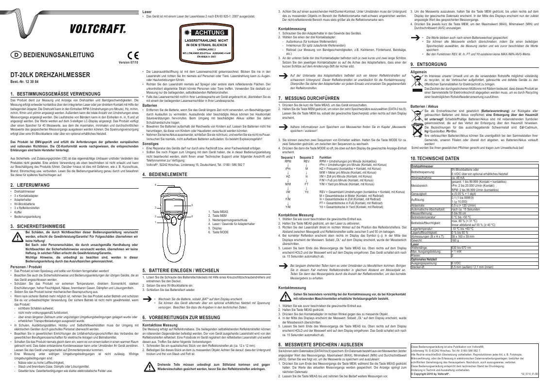 Guide utilisation  VOLTCRAFT DT-20LK  de la marque VOLTCRAFT