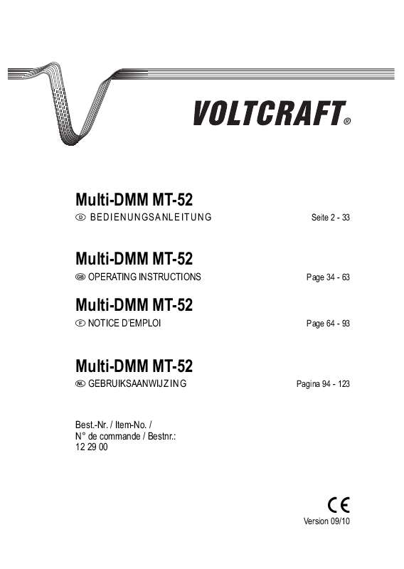 Guide utilisation  VOLTCRAFT MULTI-DMM MT-52  de la marque VOLTCRAFT