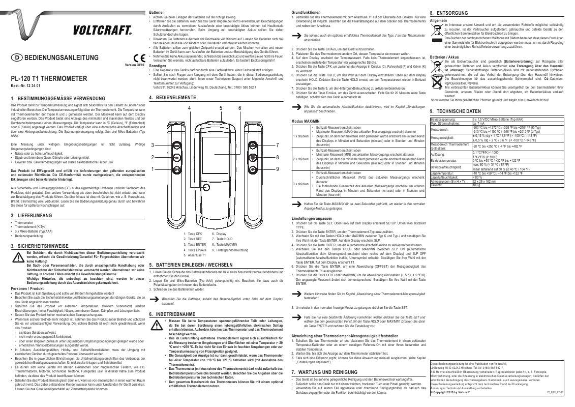 Guide utilisation  VOLTCRAFT PL-120 T1  de la marque VOLTCRAFT
