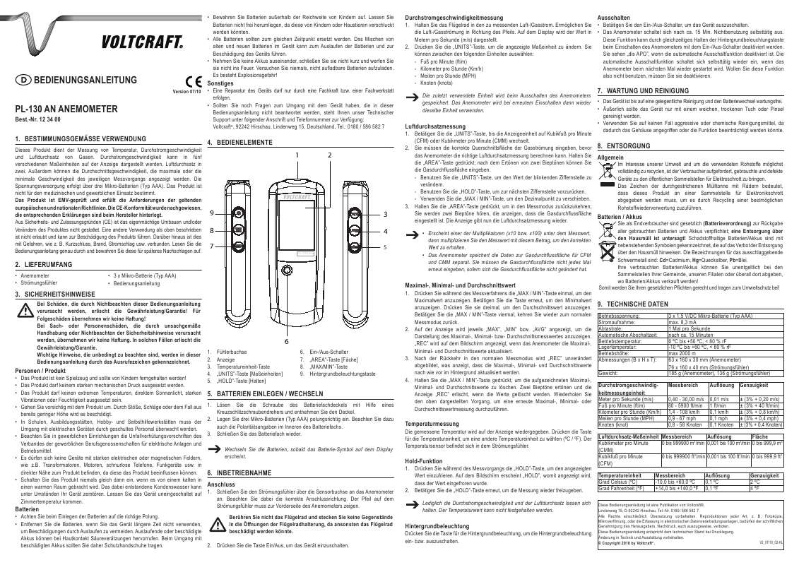 Guide utilisation  VOLTCRAFT PL-130 AN  de la marque VOLTCRAFT