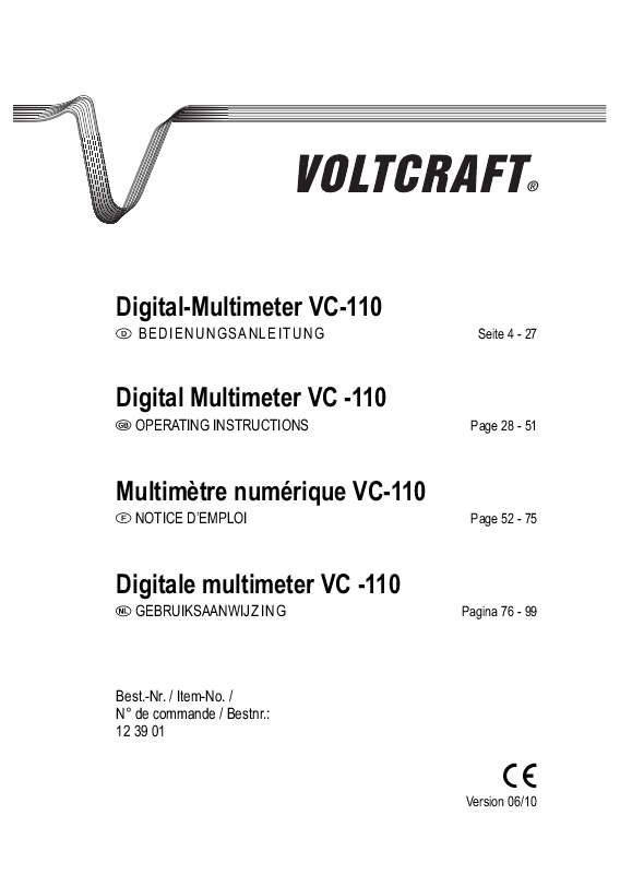 Guide utilisation  VOLTCRAFT VC-110  de la marque VOLTCRAFT