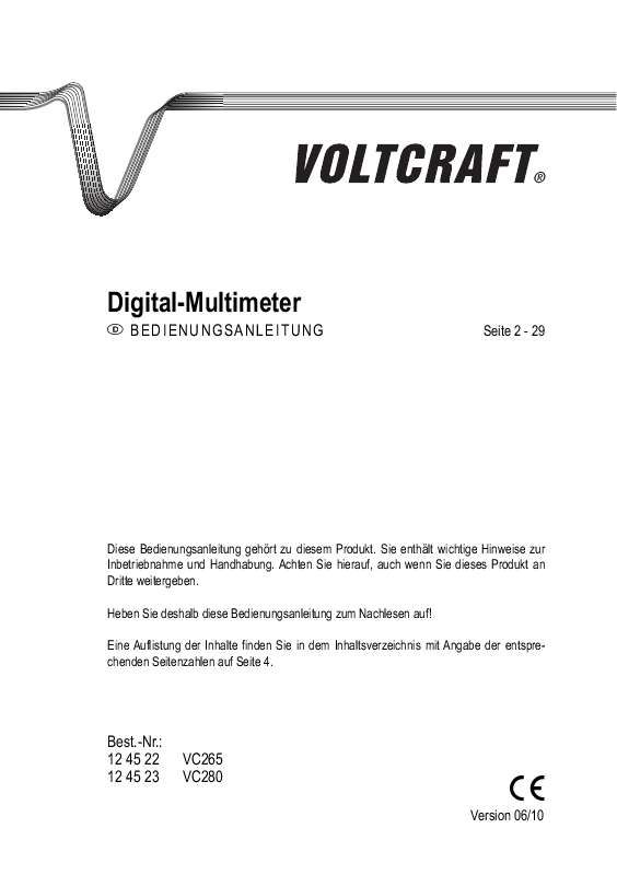 Guide utilisation  VOLTCRAFT VC265  de la marque VOLTCRAFT