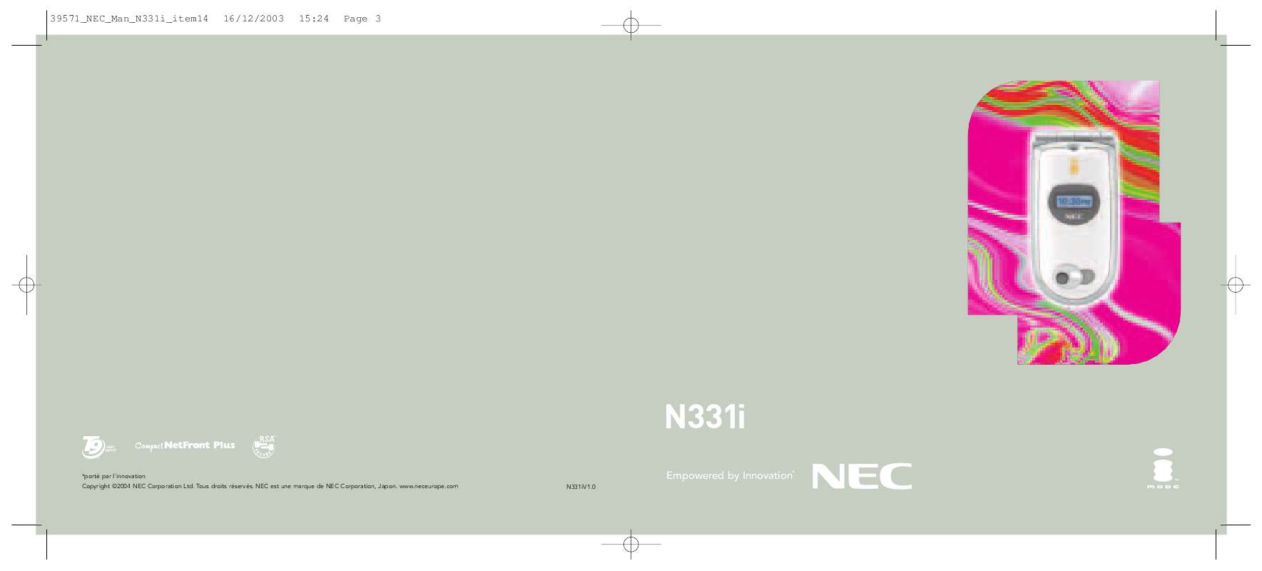Guide utilisation NEC N331I  de la marque NEC