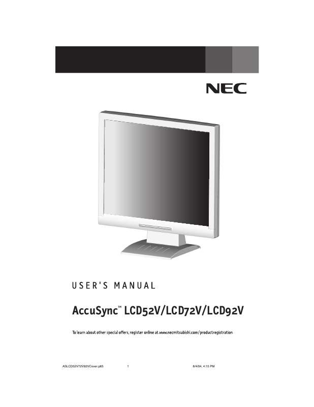 Guide utilisation  NEC LCD52V  de la marque NEC