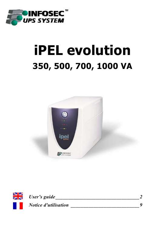 Guide utilisation  INFOSEC IPEL EVOLUTION 1000 VA  de la marque INFOSEC