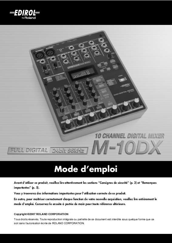 Guide utilisation  EDIROL M-10DX  de la marque EDIROL