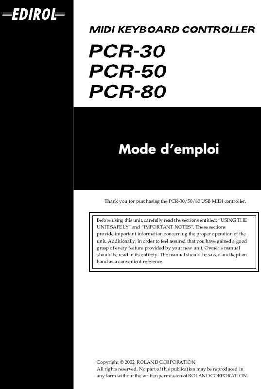 Guide utilisation  EDIROL PCR-30  de la marque EDIROL