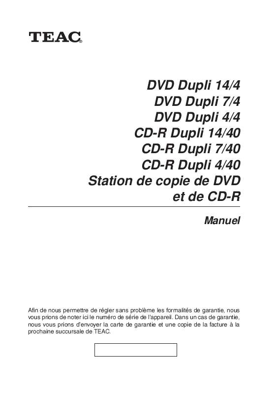 Guide utilisation  TEAC DVD DUPLI  de la marque TEAC