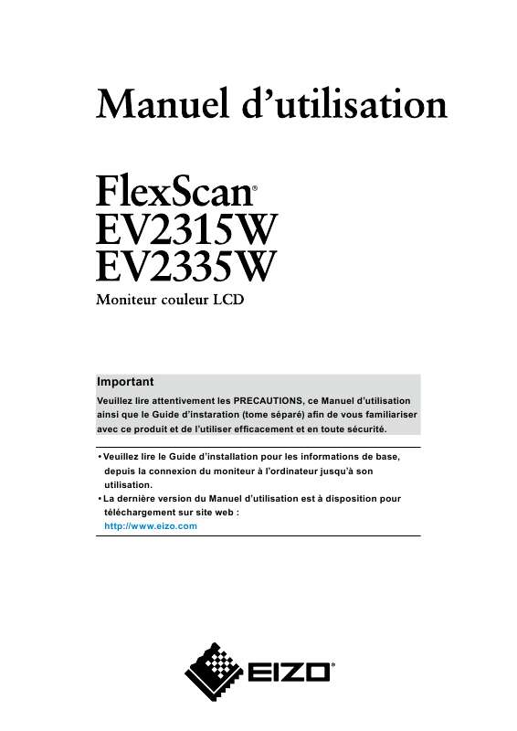 Guide utilisation EIZO FLEXSCAN EV2315W  de la marque EIZO