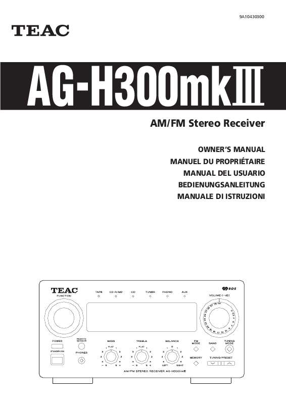Guide utilisation  TEAC AG-H300MKIII  de la marque TEAC