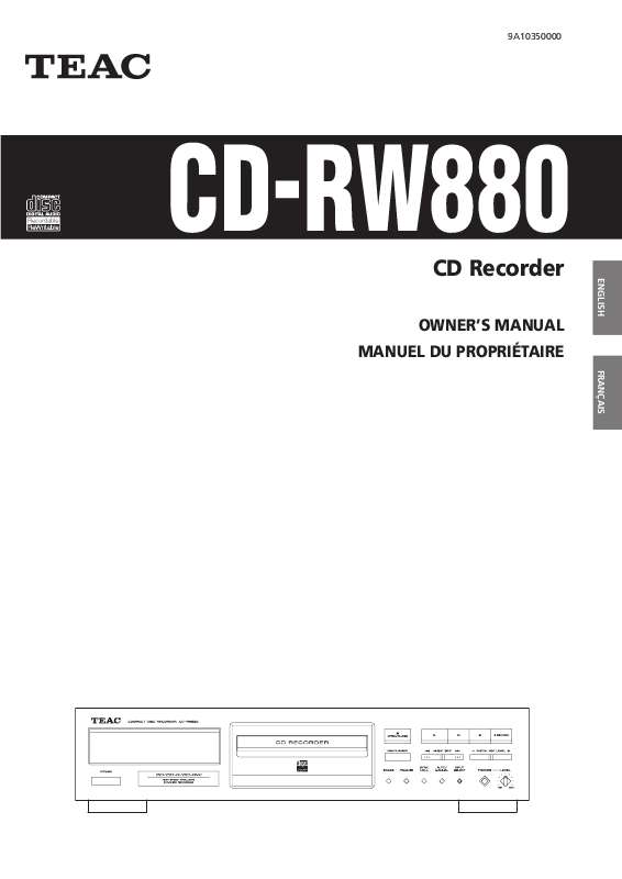 Guide utilisation  TEAC CD-RW880  de la marque TEAC