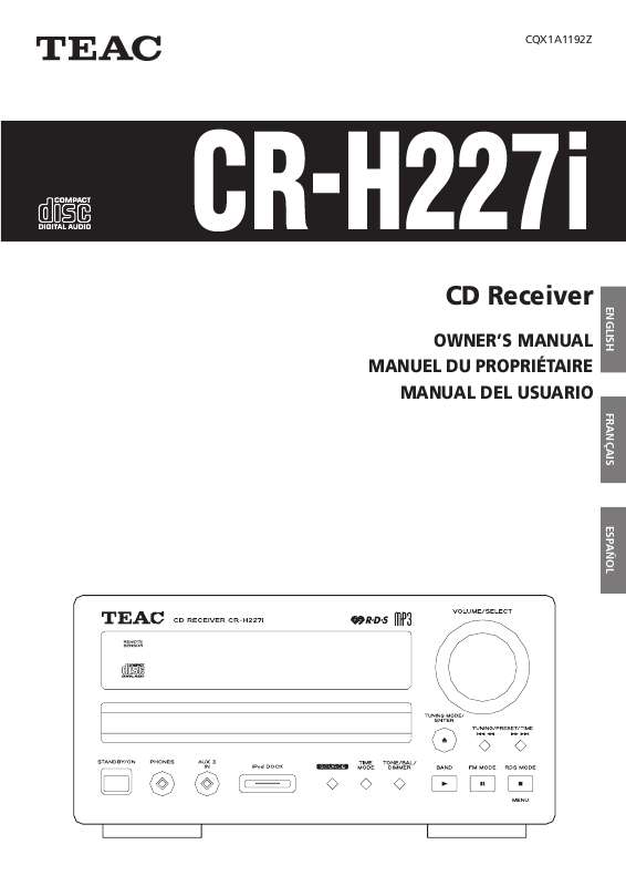 Guide utilisation  TEAC CR-H227I  de la marque TEAC