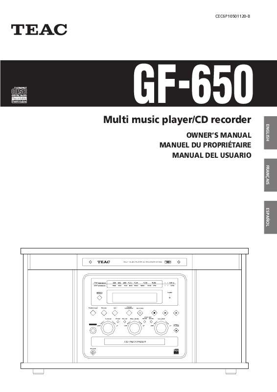 Guide utilisation  TEAC GF-650  de la marque TEAC