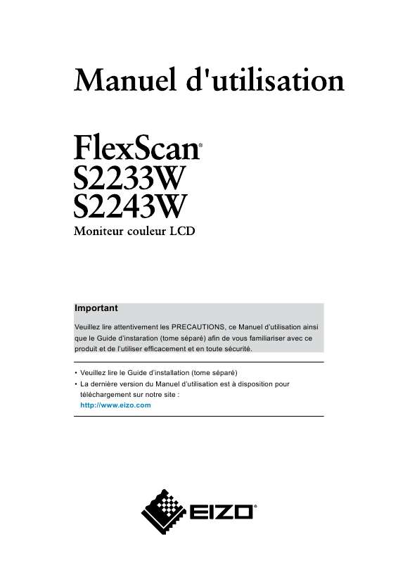 Guide utilisation EIZO FLEXSCAN S2433WFS  de la marque EIZO