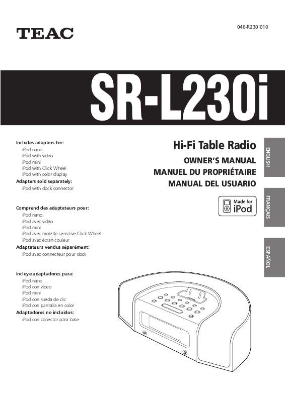 Guide utilisation  TEAC SR-L230I  de la marque TEAC