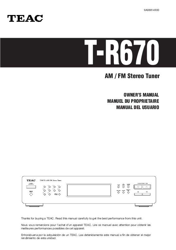 Guide utilisation  TEAC T-R670  de la marque TEAC